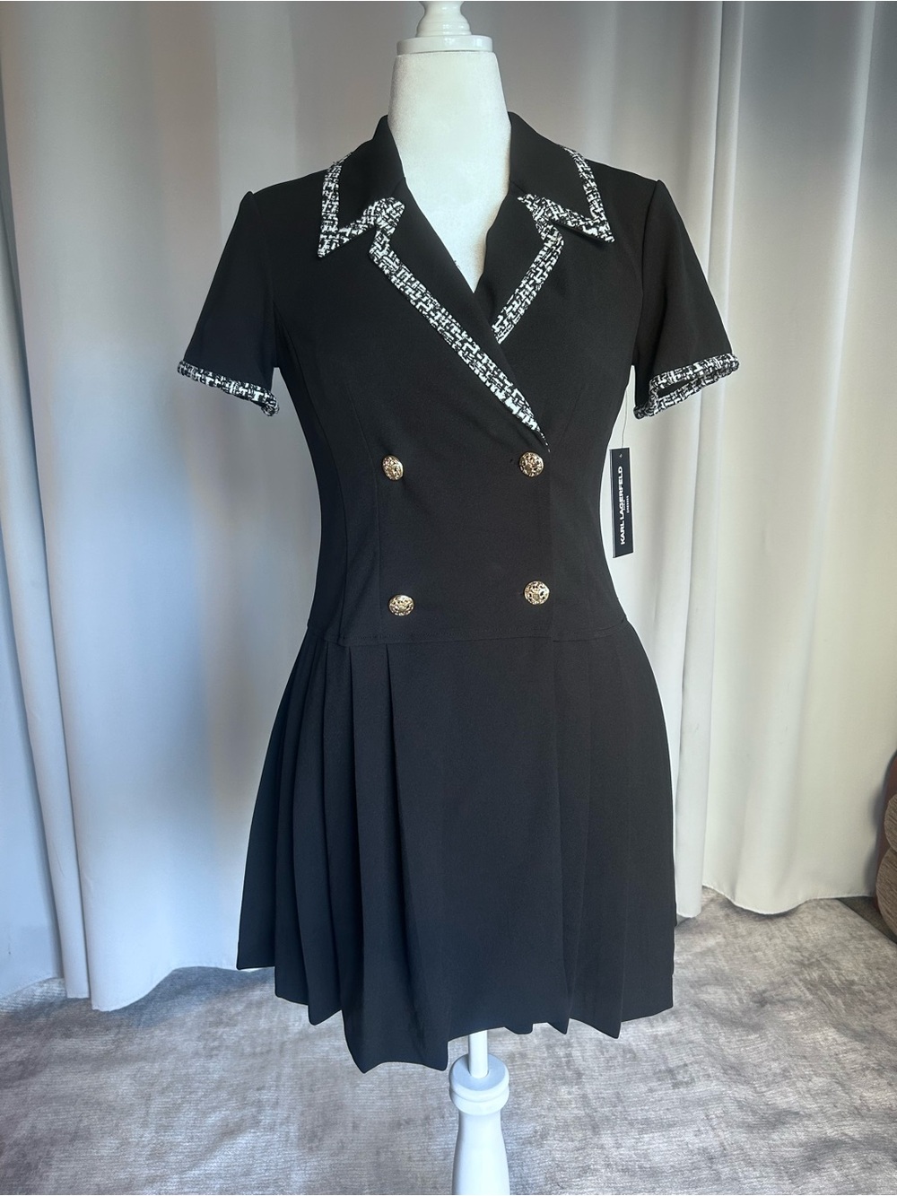 KARL LAGERFELD PARIS Women’s Textured-Trim Shirtdress Size 4